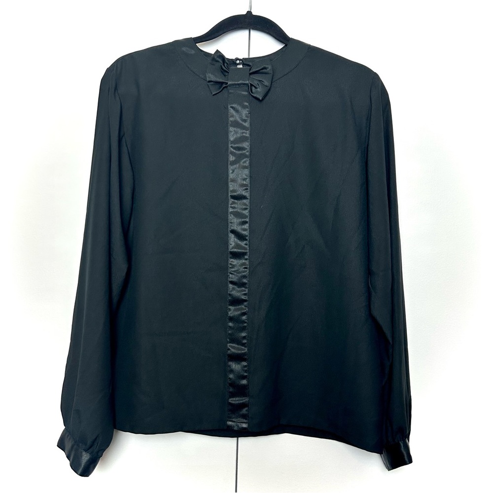 Oscar de La Renta Expressions Bow Blouse Black